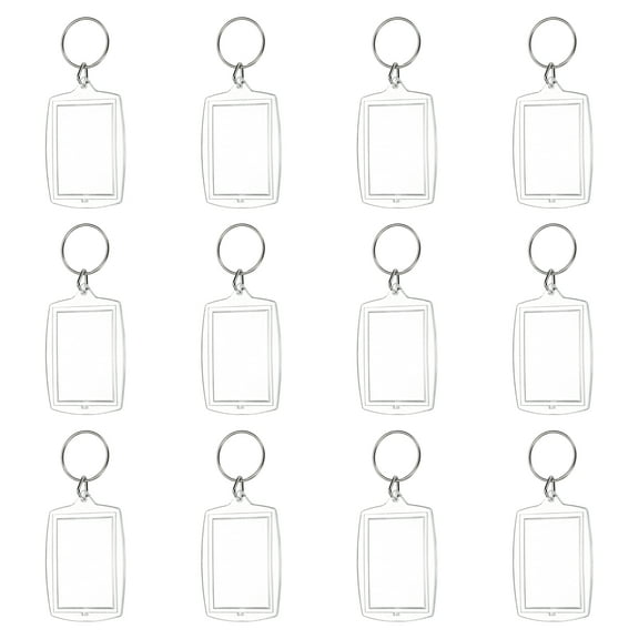 UXxcell 12Pcs Photo Frame Keyring, 5.5 x 4cm / 2.17 x 1.57 Inch Rectangular Curved Acrylic Custom Keychain Blanks Personalized DIY Keychains for Souvenir Anniversary Holiday