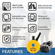 E-Collar ET‑300 Mini Educator Remote Humane Dog Training Collar Bundle – Yellow – ½‑Mile Waterproof E‑Collar + PetsTEK Clicker, 100 Levels