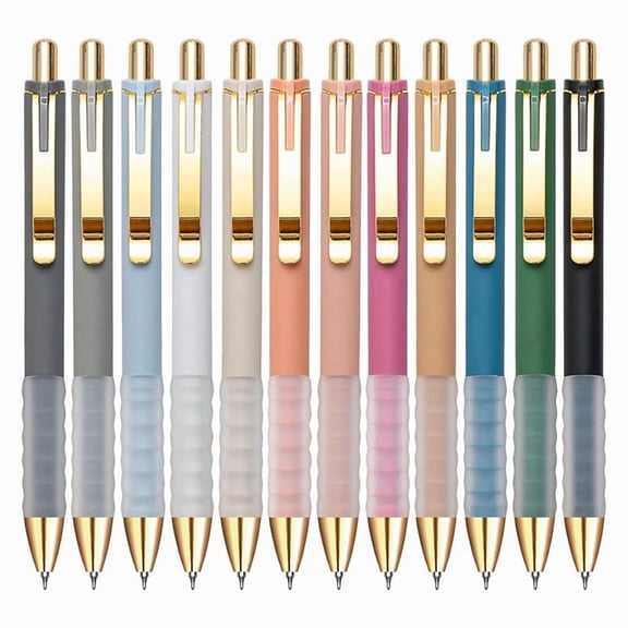 Desk Gel Pens 0.5mm Fine Point, Retractable Black Ink, Smooth Writing, 12-Count