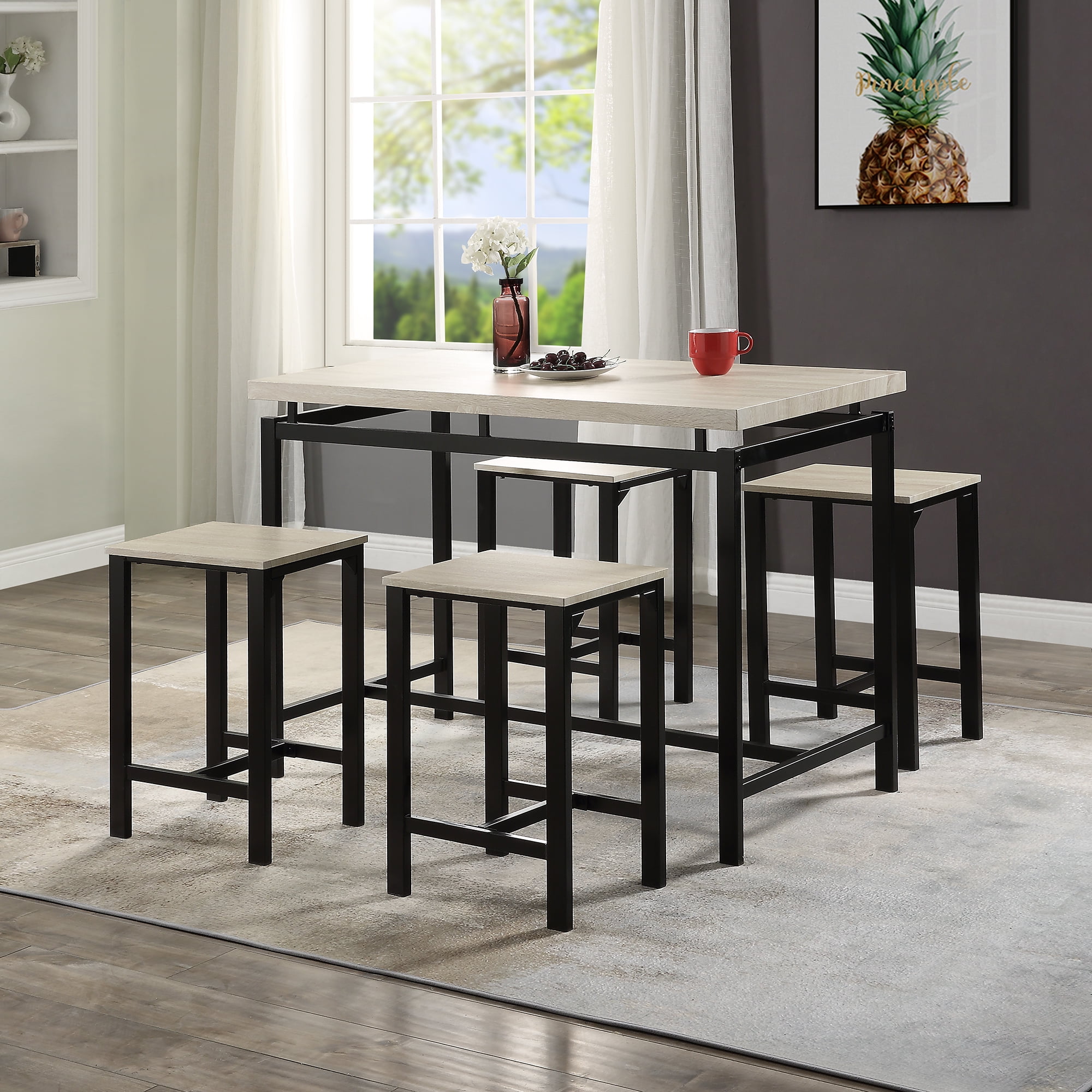 Counter Height Dining Set, Modern 5-Piece Dining Room Set ...