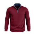 thumbnail image 4 of Yaoyar Men's Jacquard Sweatshirt Fabric Stand Collar Long Sleeve Quarter Zip Pullover Soft Warm Casual Hoodie, 4 of 8
