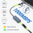 thumbnail image 7 of USB 3.0 to Ethernet Adapter with USB C to RJ45 Gigabit LAN 1000 Mbps Wired Network, Network Adapter, for, 7 of 7