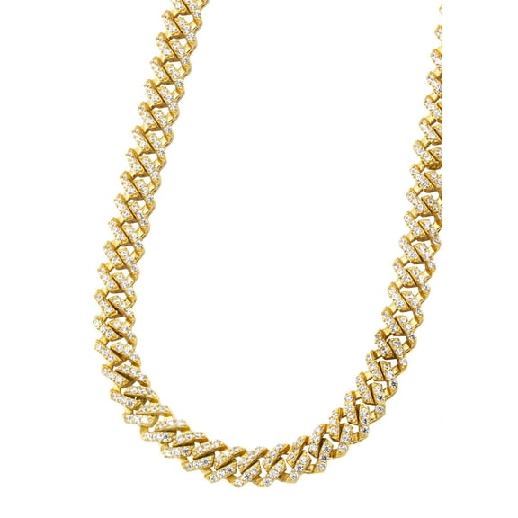 Silver Chain -  Single Row Iced Out Miami Cuban Chain