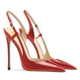 thumbnail image 3 of FSJ Women Slip on Pointy Toe D'orsay Pumps Slingback Backstrap High Stiletto Heels Adjustable Buckle Fashion Dress Shoes Size 8 Red, 3 of 5