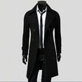 thumbnail image 2 of Men's Tops Long Sleeve Shirts Winter Men Slim Stylish Trench Coat Double Breasted Long Jacket Coat Black qILAKOG Size XL, 2 of 8