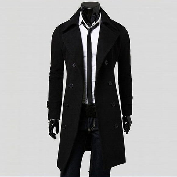 Qertyioot Men's Slim Stylish Trench Coat Double Coat