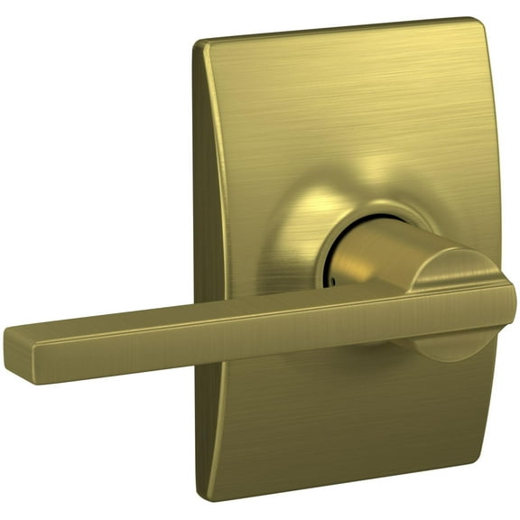 Schlage F10-Lat-Cen Latitude Passage Door Lever Set - Brass