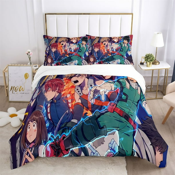 Cool 3PCS My Hero Academia Bedding Bed Set Twin Full Queen King Size with 2 Pillowcases Anime
