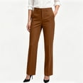 thumbnail image 2 of Oksale Business Casual Pants for Women Office Wear Straight Leg Dress Pants with Pockets Stretch High Waisted Work Pants Brown M, 2 of 7