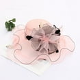 thumbnail image 2 of Yoyauz Women Sun Hat with Mesh Flower Decoration Wide Brim Hat Occasion Event Organza Fancy Church Dress Hat, 2 of 2