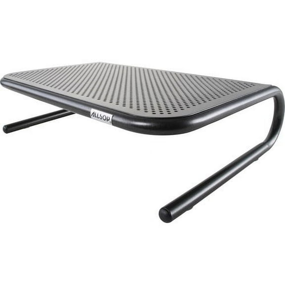 Allsop Metal Art Jr. Monitor Stand - 4" Height x 14" Width x 9" Depth - Powder Coated - Metal - Pearl Black | Bundle of 2 Each