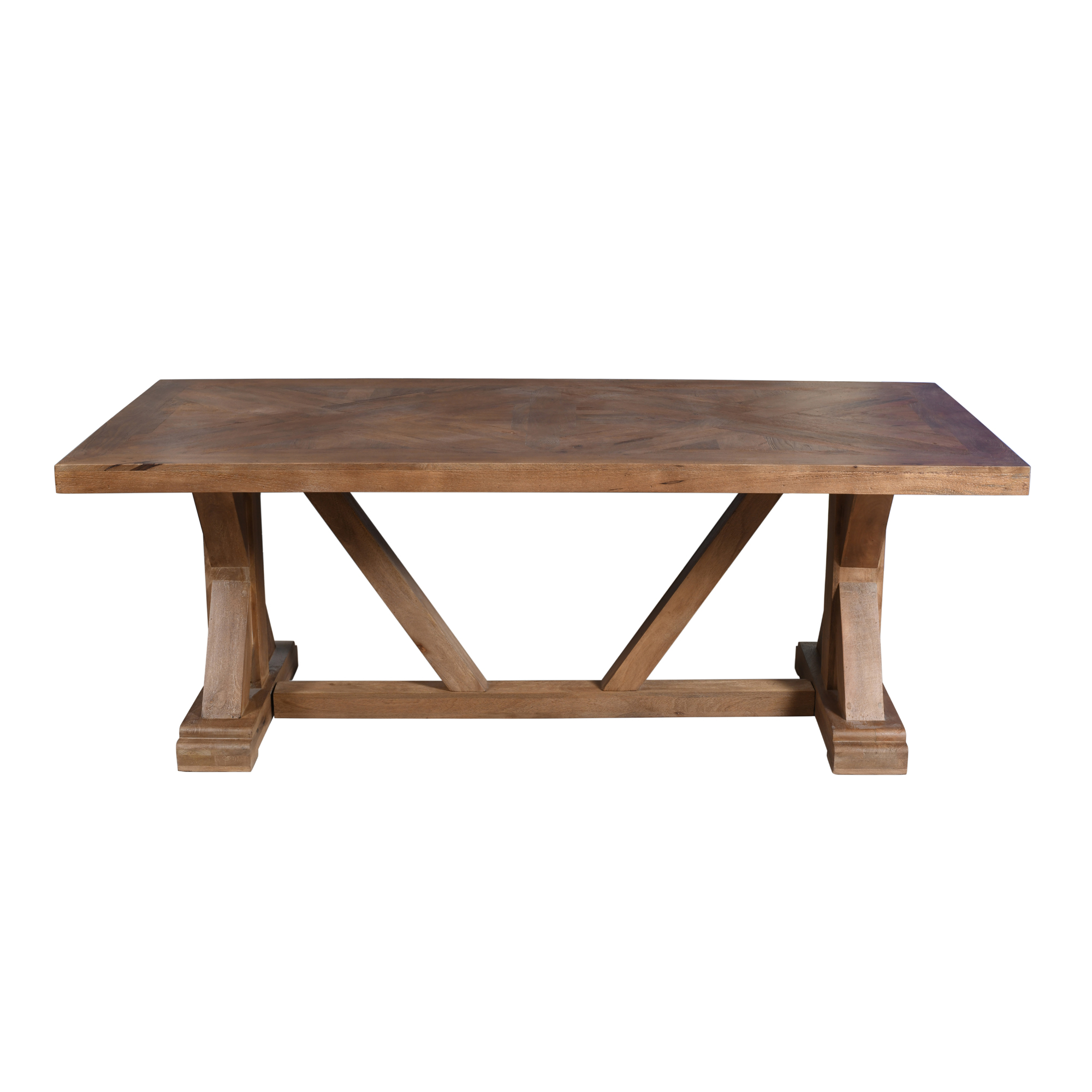 Ox Bay Quia 84" Wood Herringbone Rectangular Dining Table for 6 to 8 Person, Farmhouse Kitchen Table, Natural Finish