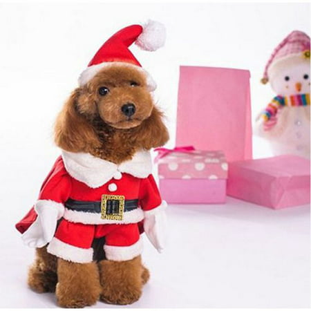 KABOER Dog Cat Christmas Santa Claus Costume Funny Pet Cosplay Costumes Suit with a Cap Puppy Outfits Warm Coat Animal Festival Apparel Pet Clothes