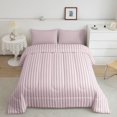thumbnail image 2 of Castle Fairy Mid Century Thin Stripe Full Size Comforter Sets 3-Piece,Retro Vertical Pattern Bedding Comforter Set,Pink Gray,Reversible,1 Comforter and 2 Pillowcases, 2 of 6