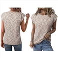 thumbnail image 3 of Blusas de Verano para Mujer, Informales, de Cuello Redondo, de Punto Gofre, con Mangas , Blusas Holgadas. Albaricoque L, 3 of 6
