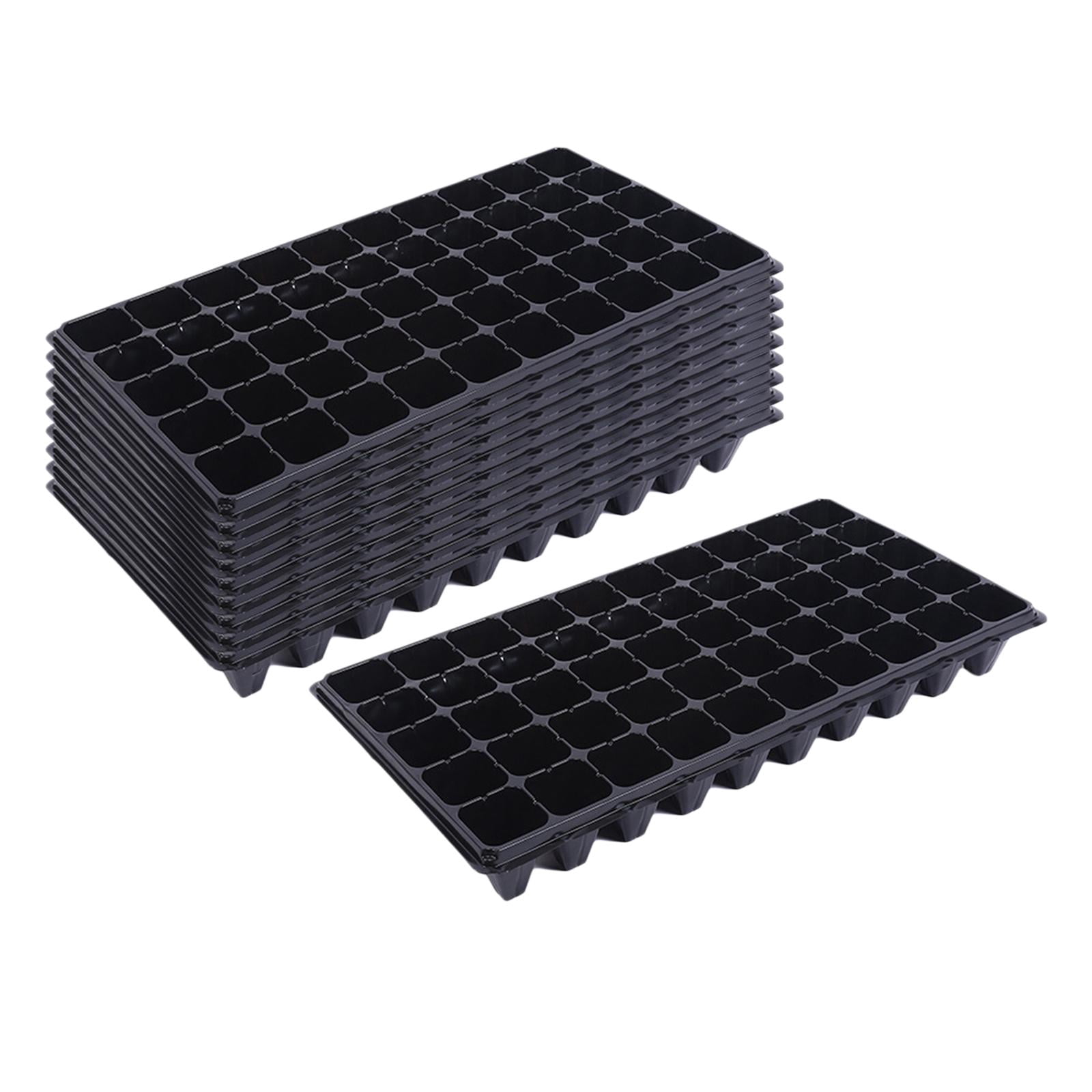 10x Thick Seedling Trays Seedling Starter Trays Black Durable Reusable 50 Holes Pet Plant Trays for Seedling Planting Trays 80g