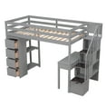 thumbnail image 6 of Harper & Bright Designs Twin Size Loft Bed with Desk and Stairs, Wooden High Loft Bed with Drawers and Shelves, Gray, 6 of 12