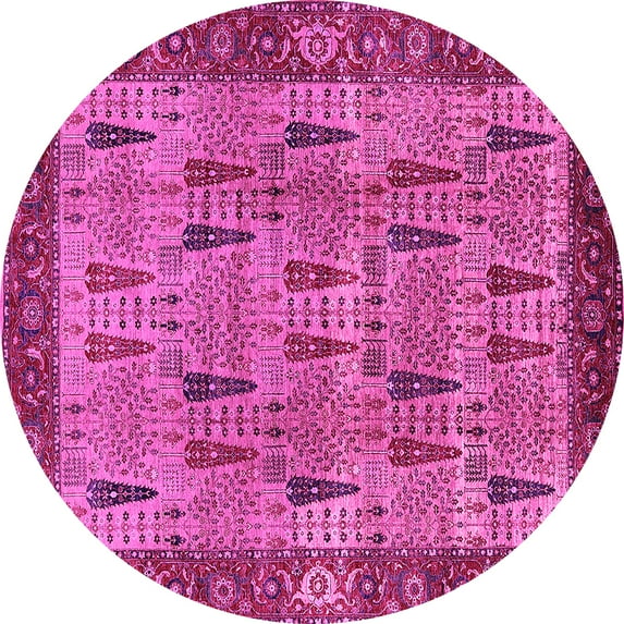 Ahgly Company Indoor Round Oriental Pink Industrial Area Rugs, 3' Round