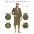 thumbnail image 5 of MAYFISH 100% Cotton Mens Lightweight Robe Summer Short Sleeve Bathrobe Soft Knee Length Robe with Pockets (Olive Green, L), 5 of 6