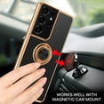 thumbnail image 6 of S21 Ultra Case,Galaxy S21 Ultra Case,Slim Fit Soft 360° Ring Holder Kickstand Magnetic Car Mount Supported Easy Clean Shockproof Protective Cover for Samsung Galaxy S21 Ultra 6.8",Black/Golden, 6 of 9