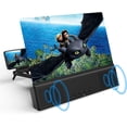 thumbnail image 1 of Lupa de pantalla de teléfono de 12" con parlantes Bluetooth - Soporte plegable para teléfono celular con amplificador de pantalla - Compatible con todos los teléfonos inteligentes, 1 of 5