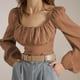 thumbnail image 1 of Camisas con mangas abullonadas,Top con mangas abullonadas y mangas largas para mujer Camisas con mangas abullonadas largas Top de línea, 1 of 6