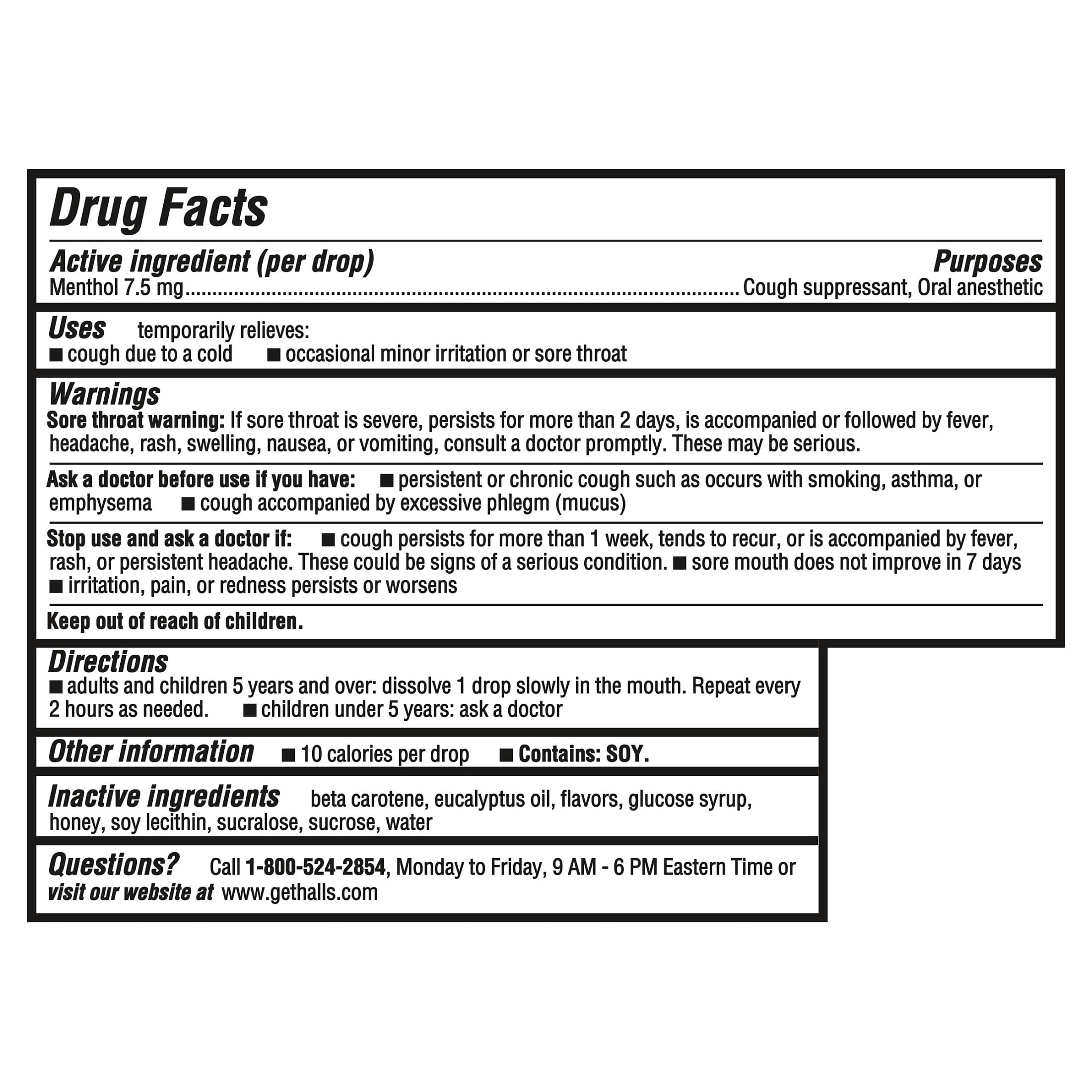 HALLS Cough and Throat Relief Honey Lemon Cough Drops, No Synthetic Dyes, FSA/HSA Eligible, 30 Drops