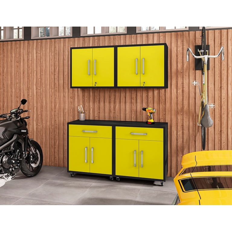 Eiffel 4-Piece Garage Storage Set in Matte Black and Yellow