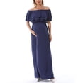 thumbnail image 6 of Penkiiy Women's Off Shoulder Short Sleeve Maternity Dress Summer Casual Ruffle Flowy Midi Dress for Baby Shower Photoshoot XL Dark Blue, 6 of 9