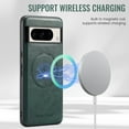 thumbnail image 2 of Magnetic Phone Case for Google Pixel 9 / 9 Pro, Classic Business Shockproof Protective Compatible with MagSafe Charging PU Leather Back Case for Men Women for Google Pixel 9 / 9 Pro - Green, 2 of 7