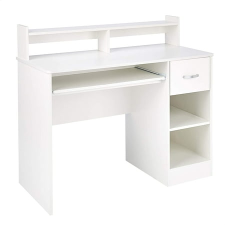 ROCKPOINT Axess White Computer Keyboard Tray and Drawer Small Home Office Bedroom, Homework and School Studying Writing Desk for Student with Storage, 42.1“x20.1"x36.9" (B07CPQPXGS)