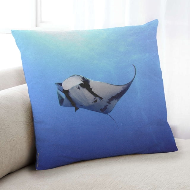 Ahgly Company Animals Manta Ray Coussin Décoratif d'Intérieur, 18 Po X 18 Po