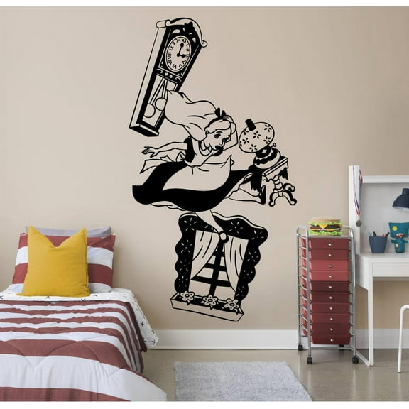 Alice In Wonderland Weird Things Clock Window Cute Alice In Wonderland - Wall Sticker Décor Vinyl Decal Home Decor For Boys/Girls Children Room Home Bedroom Decoration Sticker Size (20x15 inch)