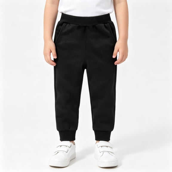 BCSIOAOI Kids Sweatpants,Cotton Elastic Waist Unisex Jogger Sweatpants with Pockets Black 2-3t