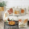 thumbnail image 6 of Fall Pillow Covers 18x18 Inch Set of 4 Maple Leaf Pumpkins Hello Fall Throw Pillowcase Thanksgiving Grey Holiday Home Decor Sofa Bedroom Cushion Case Outdoor Indoor Decorations, 6 of 6