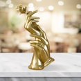 thumbnail image 5 of Statue Hand-Held Rose Desktop Modern Living Room Study Home Decoration Resin Sculpture Figurines Birthday Ornament Wedding Gift Rose Golden, 5 of 8