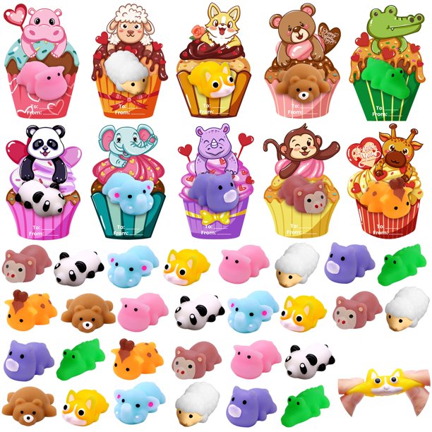 Mochi de San Valentín de Squishy Toys DIYDEC, paquete de 30 unidades con tarjetas para niños