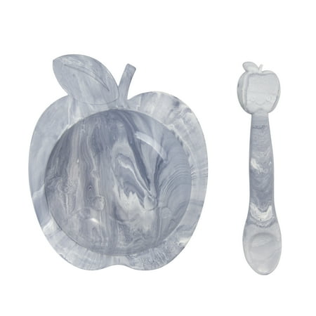 Kushies SiliBowl Silicone Bowl & Spoon Set Grey Marble