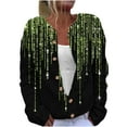 thumbnail image 1 of VEKDONE Cardigan Femme Manches Longues Creusé Couleur Unie Veste Décontractée Vert G, 1 of 5