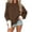 Brown, variant on Tqcoqu Women's Solid Crew Neck Pullover Sweatshirt,Fake Two Piece Ruffle Flounce Cuff Long Sleeve Loose Casual Tops For Fall Winter,Black Women's S-XXL