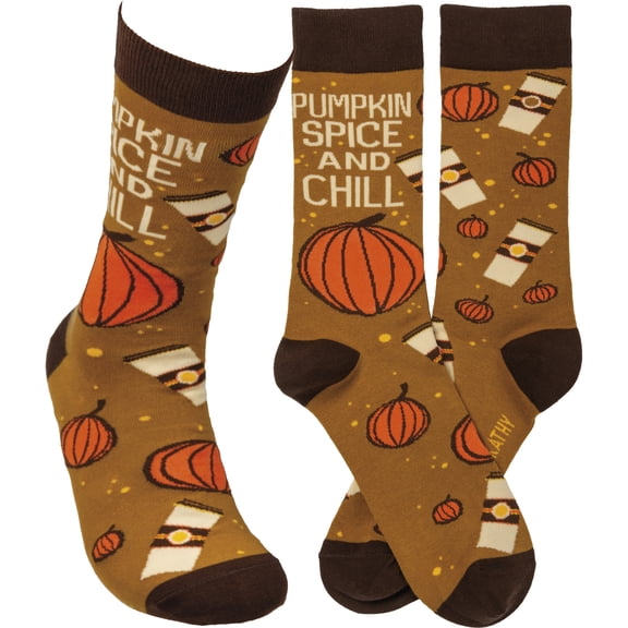 Primitives by Kathy - Pumpkin Spice And Chill Socks, One Size Fits Most