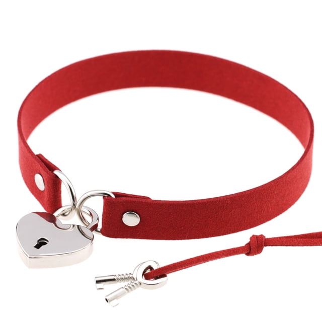 Collier Ras du Cou en Cuir Punk Premium en Cuir Végan et Collier avec Pendentif Élégant Rouge