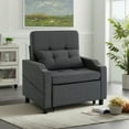 thumbnail image 6 of Sleeper Chair,Single Armchair Sofa with Pillow,Adjustable Backrest Modern Pull Out Couch Bed with USB Port Cup Holder Side Pocket,Dark Grey, 6 of 9