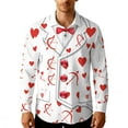 thumbnail image 2 of Xdegoge Mens Valentines Shirt Long Sleeve Button Up Dress Shirts Holiday Party Funny Tops Heart Graphic Dressy Casual Going Out Outfits, 2 of 7