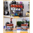 thumbnail image 4 of Garage Sports Equipment Organizer - Rolling Ball Storage Bin with Wheels, Garage Sports Gear Rack Outdoor Basketball Racks for Balls with Baseball Bat Holder and Hooks, Toy Organizer, 4 of 7