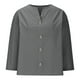 thumbnail image 4 of Vestidos Casuales Para Mujer, Blusas De Mujer De Moda Blusa holgada de lino con cuello en V, manga tres cuartos y botones decorativos para mujer., 4 of 6