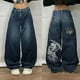 thumbnail image 1 of Pantalones vaqueros holgados con bordado de patrón de moda americana para hombres, pantalones de pierna ancha de gran tamaño, Joker informal de calle, nueva moda, pareja, Y2K, 1 of 5