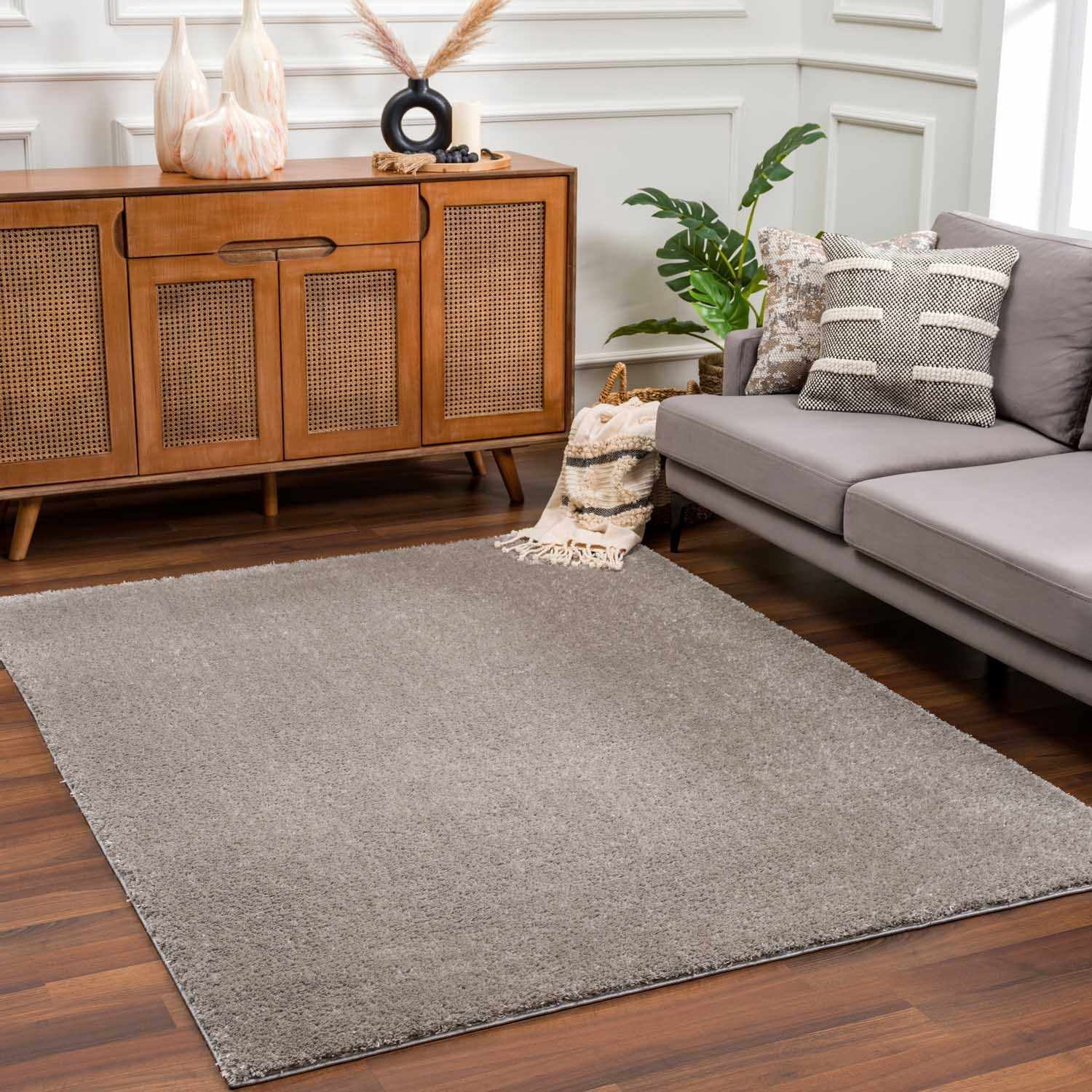 Hauteloom Heavenly Solid Shag Area Rug for Living Room Bedroom - High Pile Fluffy Carpet - Soft Shaggy Cozy Plush Rug - Grey, Dark Gray - 2' x 3'