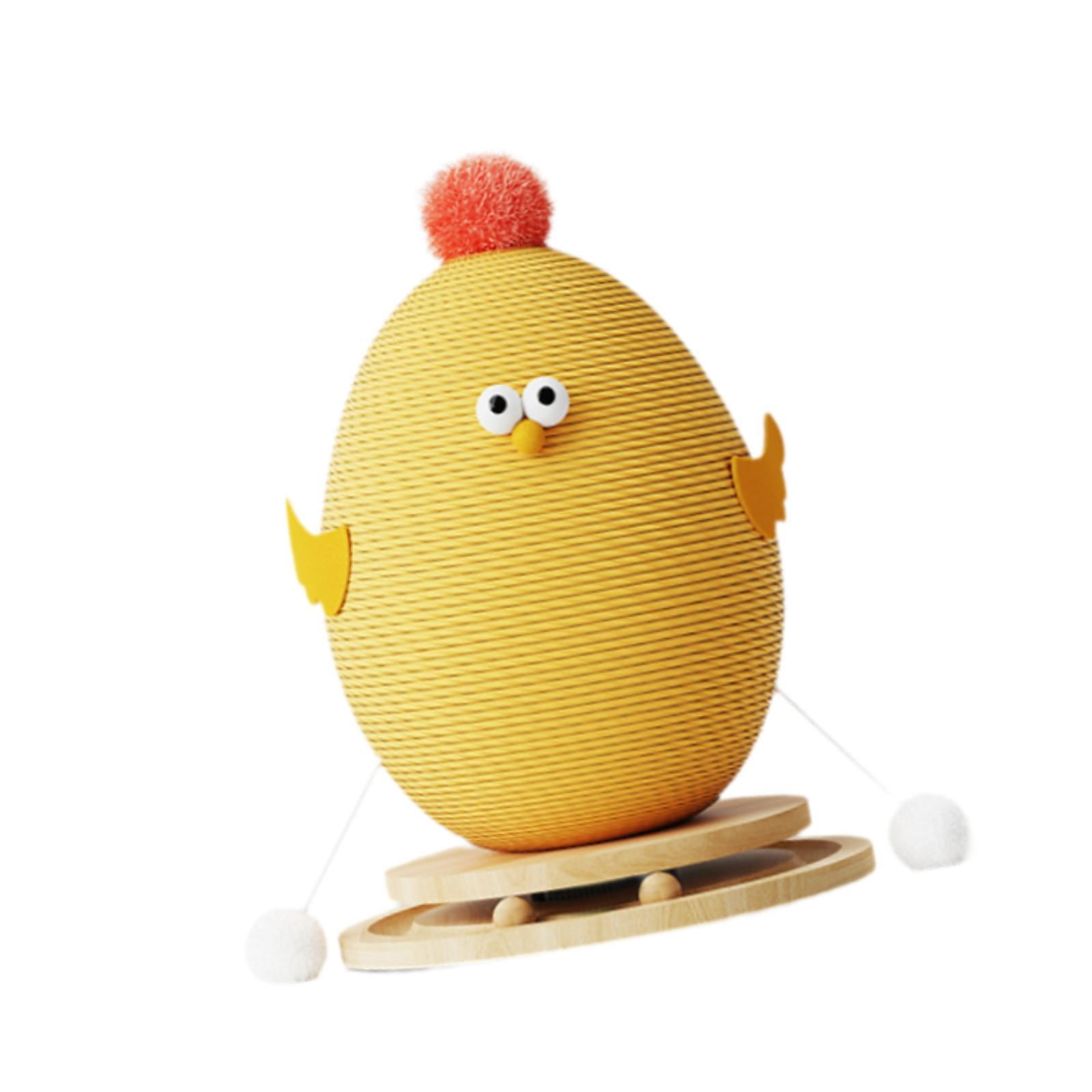 CarpNettore Cat Scratching Post Chick Cat Scratcher Toy Pet Furniture Interactive Ball Track yellow