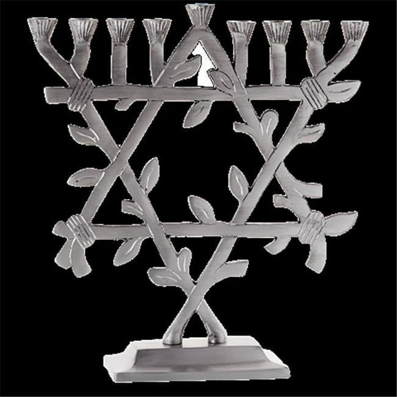 Nua Collection 59014 Menorah Standing with Star Of David Pewter  9 in.